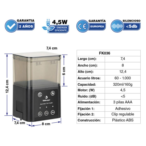 Alimentador Automático Fishkeeper FK036 | Especial para pellets