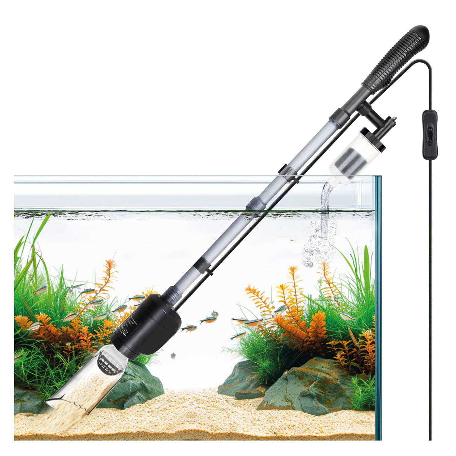 Aspirador elétrico multifuncional AQQA 6 em 1 para manutenção profissional do aquário