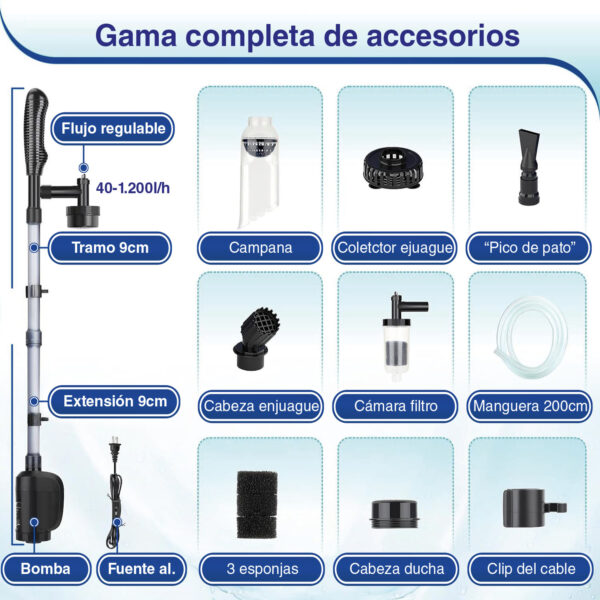 Aspirador elétrico multifuncional AQQA 6 em 1 para manutenção profissional do aquário