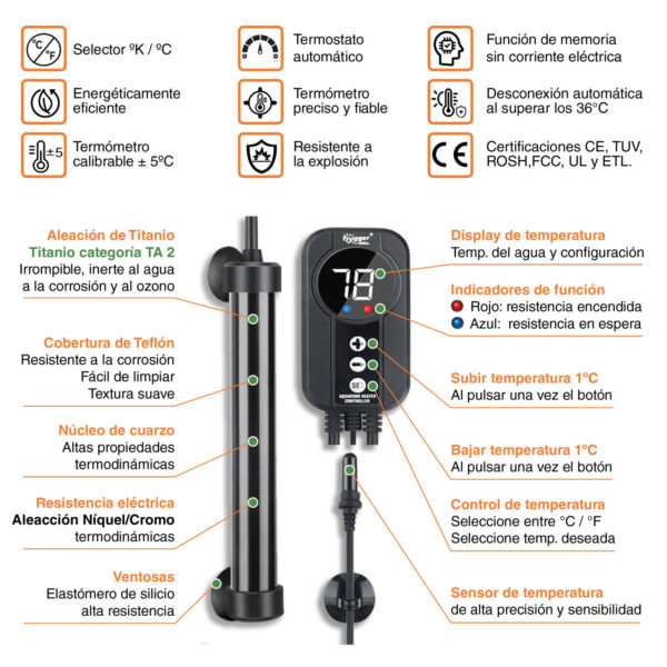 Calentador de Titanio con Sonda Hygger HG085 | Control Preciso y Seguro