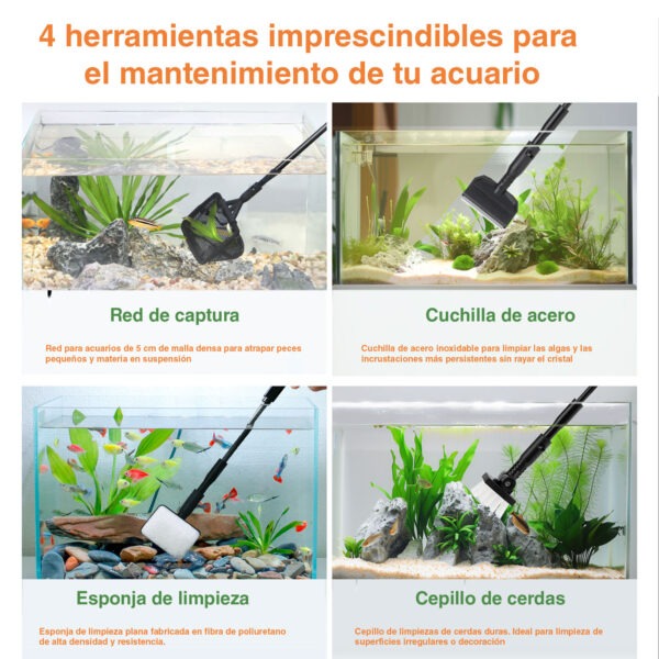 Hygger HGY0001 S Conjunto de limpeza multifuncional 4 em 1 para aquários