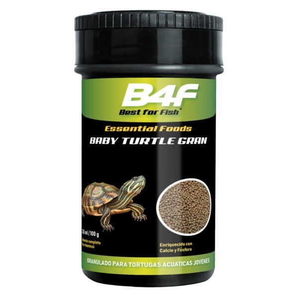 B4F Baby Turtle Gran | Alimento para tortugas acuáticas jóvenes en gránulos con prebióticos y ajo