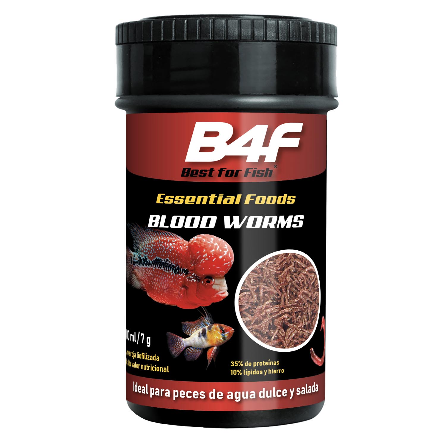 B4F Blood Worms | Alimento para peces a base de larvas de mosquito liofilizadas