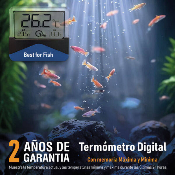 Termómetro Digital Externo B4F para Acuarios | con memoria Máxima y Mínima