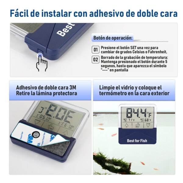 Termómetro Digital Externo B4F para Acuarios | con memoria Máxima y Mínima