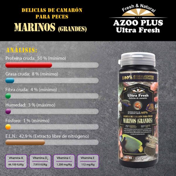 Pellet Premium Marine Grain L | Ultra Fresh Marine Shrimp Patties L, para peixes marinhos