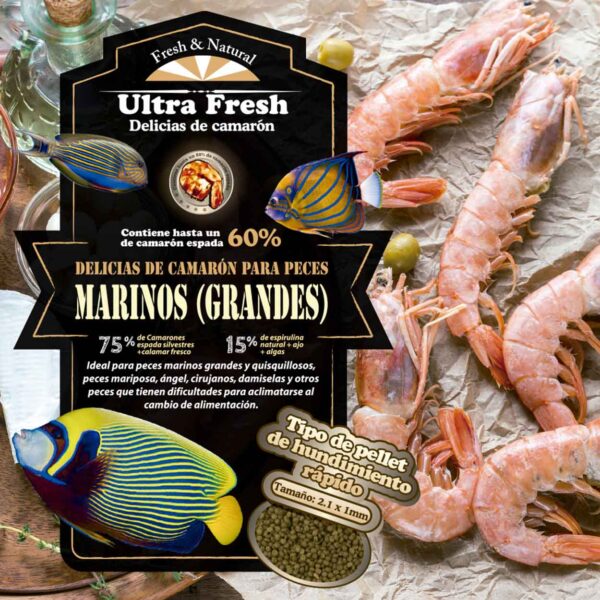 Pellet Premium Marine Grain L | Ultra Fresh Marine Shrimp Patties L, para peixes marinhos