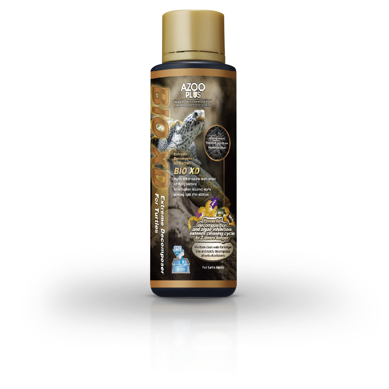 Bio Turtle XD Extreme Decomposer | Acondicionador biológico AZOO Plus. Bacterias vivas descomponedores de desechos orgánicos para tortugueras.