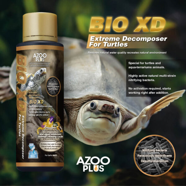 Bio Turtle XD Extreme Decomposer | Acondicionador biológico AZOO Plus. Bacterias vivas descomponedores de desechos orgánicos para tortugueras.