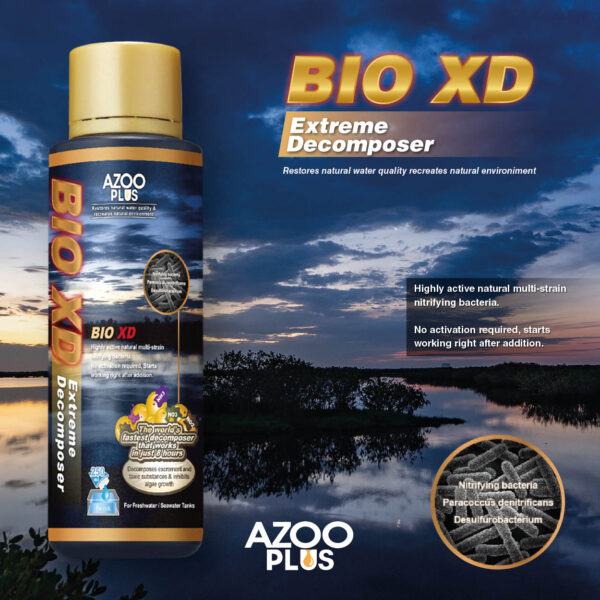 Bio XD Extreme Decomposer | Acondicionador biológico AZOO Plus. Bacterias vivas descomponedores de deshechos orgánicos en el acuario.