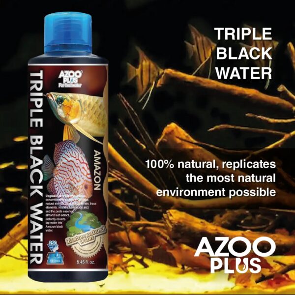AZOO Triple Black Water | Acondicionador AZOO Plus para acuarios amazónicos. Replica un entorno químico igual que los “ríos negros” del Río Amazonas.