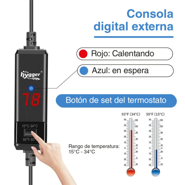 Calentador Mini Pro HYGGER | con display externo para mini acuarios