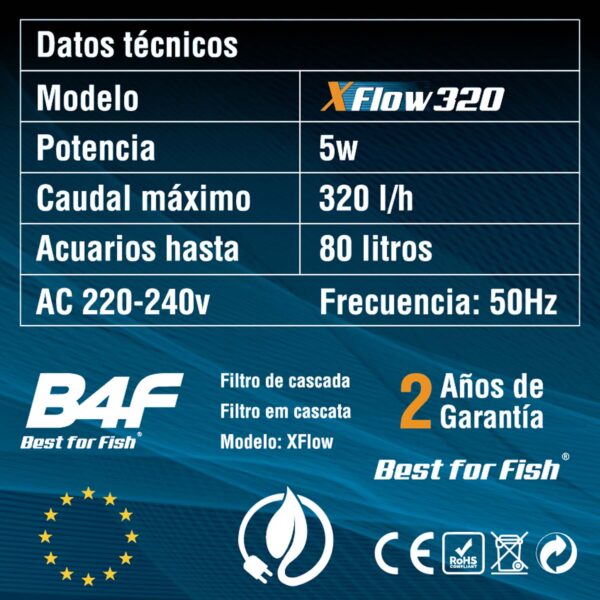 Filtro de mochila B4F XFlow 3 em 1: Filtragem, circulação e oxigenação em várias fases