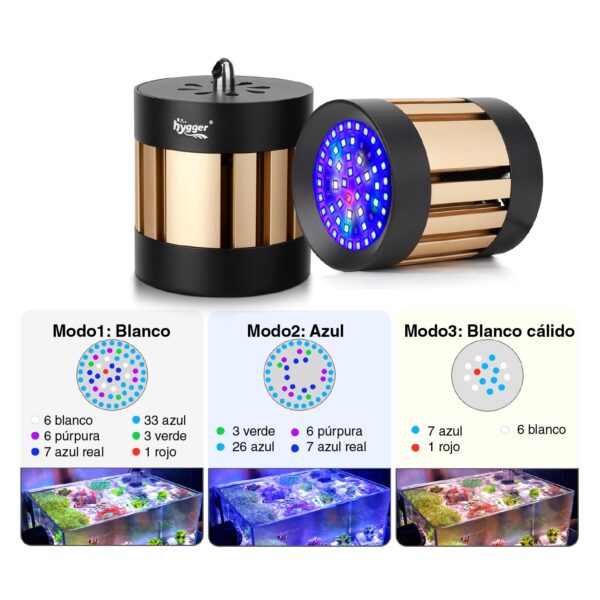 Luz de recife WRGB HG107 HYGGER | A melhor iluminação para o seu aquário de recife