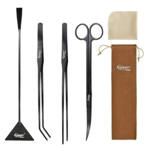 Herramientas para Aquascaping Inox Hygger | Anodizadas en negro y con estuche