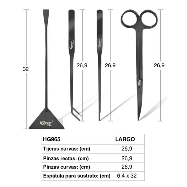 Hygger Inox Aquascaping Tools : Anodizado preto e com estojo