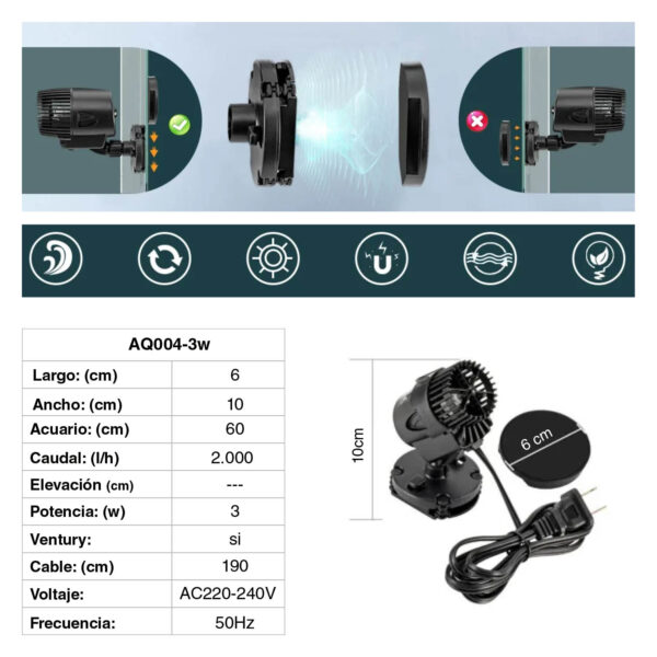 WaveMaker Magnetic AQQA AQ004 | Todo o poder do oceano no seu aquário