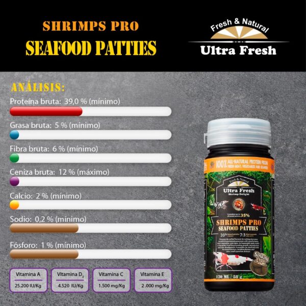 Shrimps Pro Sea Food | Alimento de Ultra Fresh Super Premium en tabletas para gambas