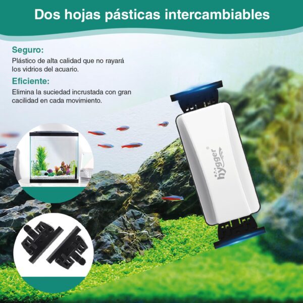 Limpiador magnético con doble hoja HG124 para acuarios | cristales limpios y sin rayas