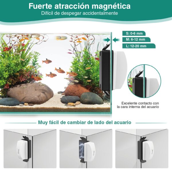 Limpiador magnético con doble hoja HG124 para acuarios | cristales limpios y sin rayas