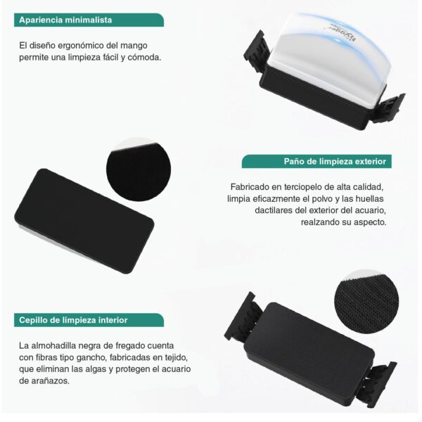 Limpiador magnético con doble hoja HG124 para acuarios | cristales limpios y sin rayas