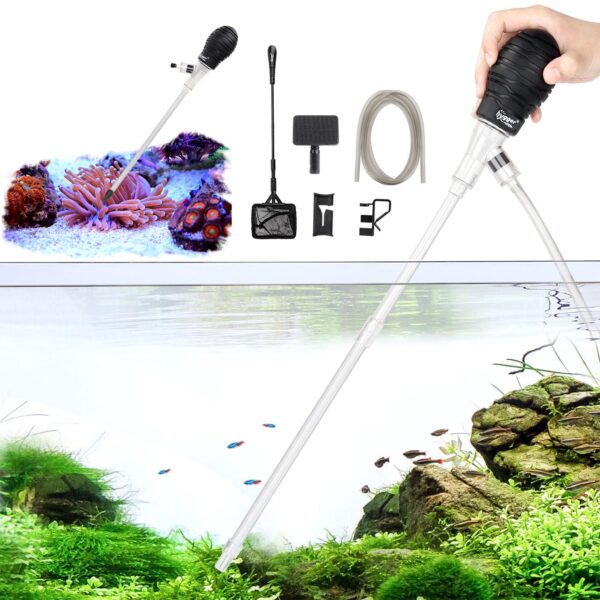 Conjunto de limpeza de aquários Hygger HG080 - Sifão e alimentador 3 em 1