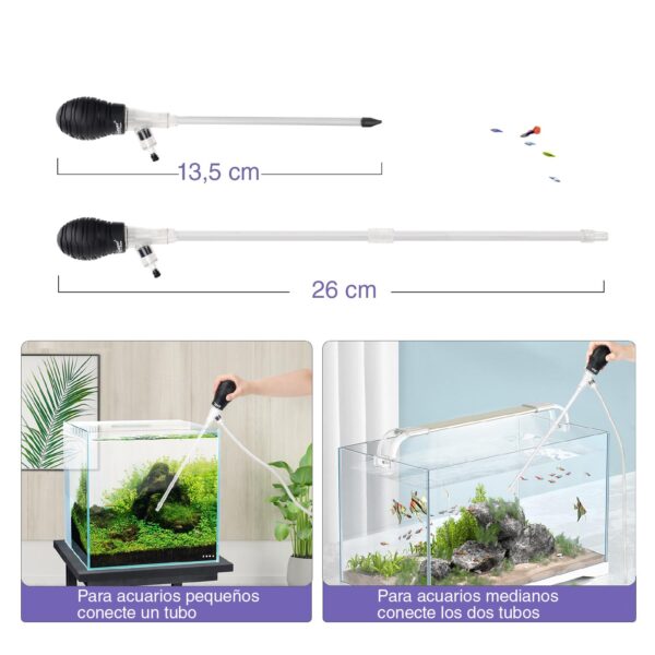 Conjunto de limpeza de aquários Hygger HG080 - Sifão e alimentador 3 em 1