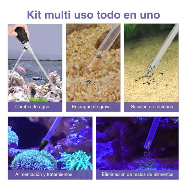 Conjunto de limpeza de aquários Hygger HG080 - Sifão e alimentador 3 em 1